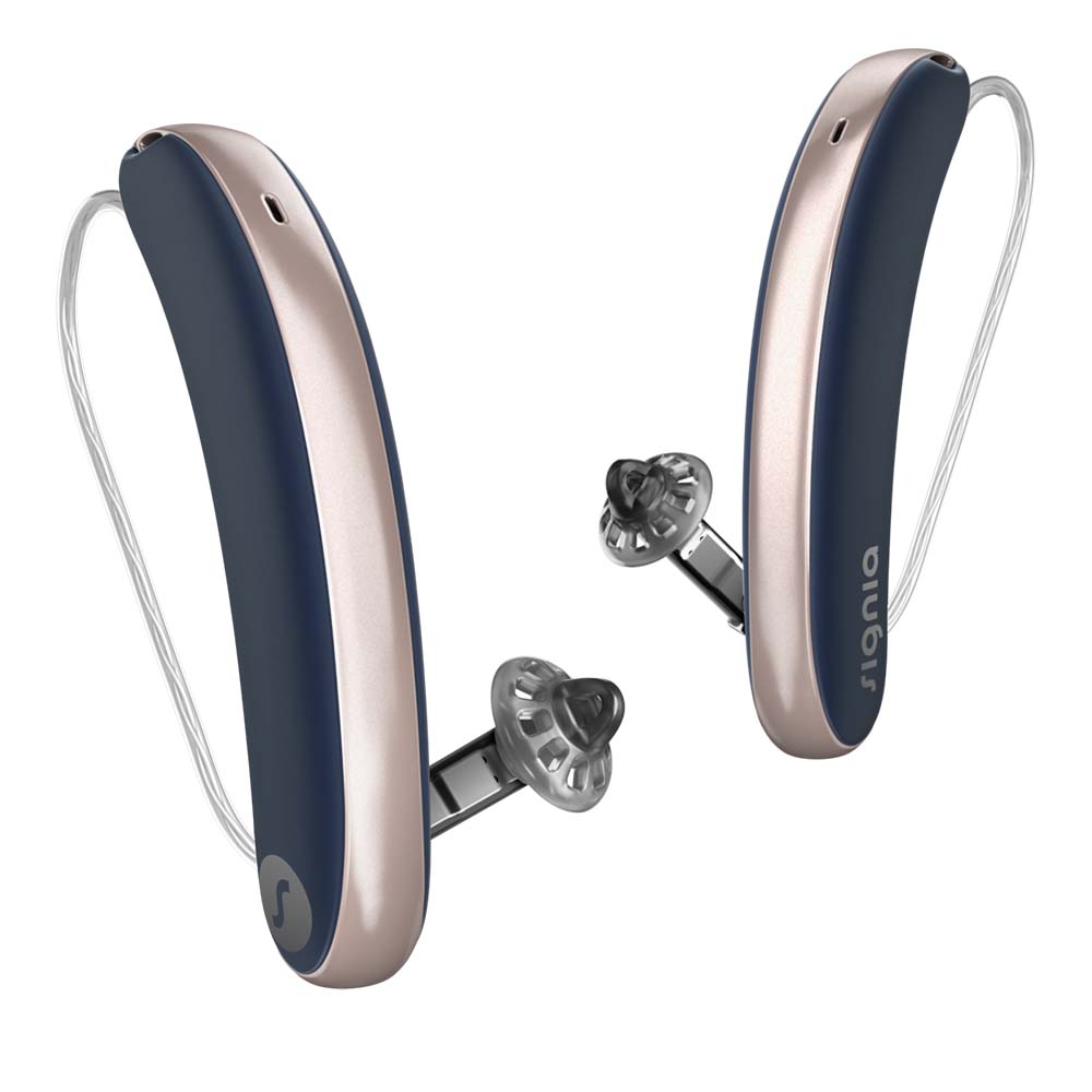 Signia Styletto 5IX Hearing Aids - Cosmic Blue and Rose Gold