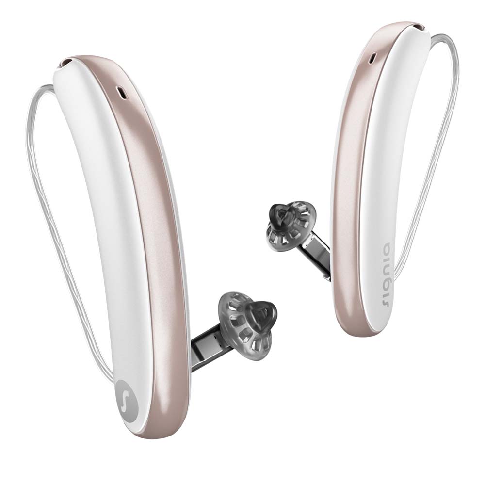Signia Styletto 5IX Hearing Aids - Snow White Rose Gold